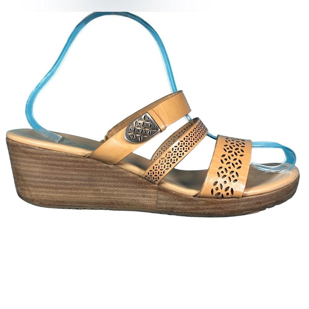 Brighton “Happy” Tan Wedge Slide Sandal